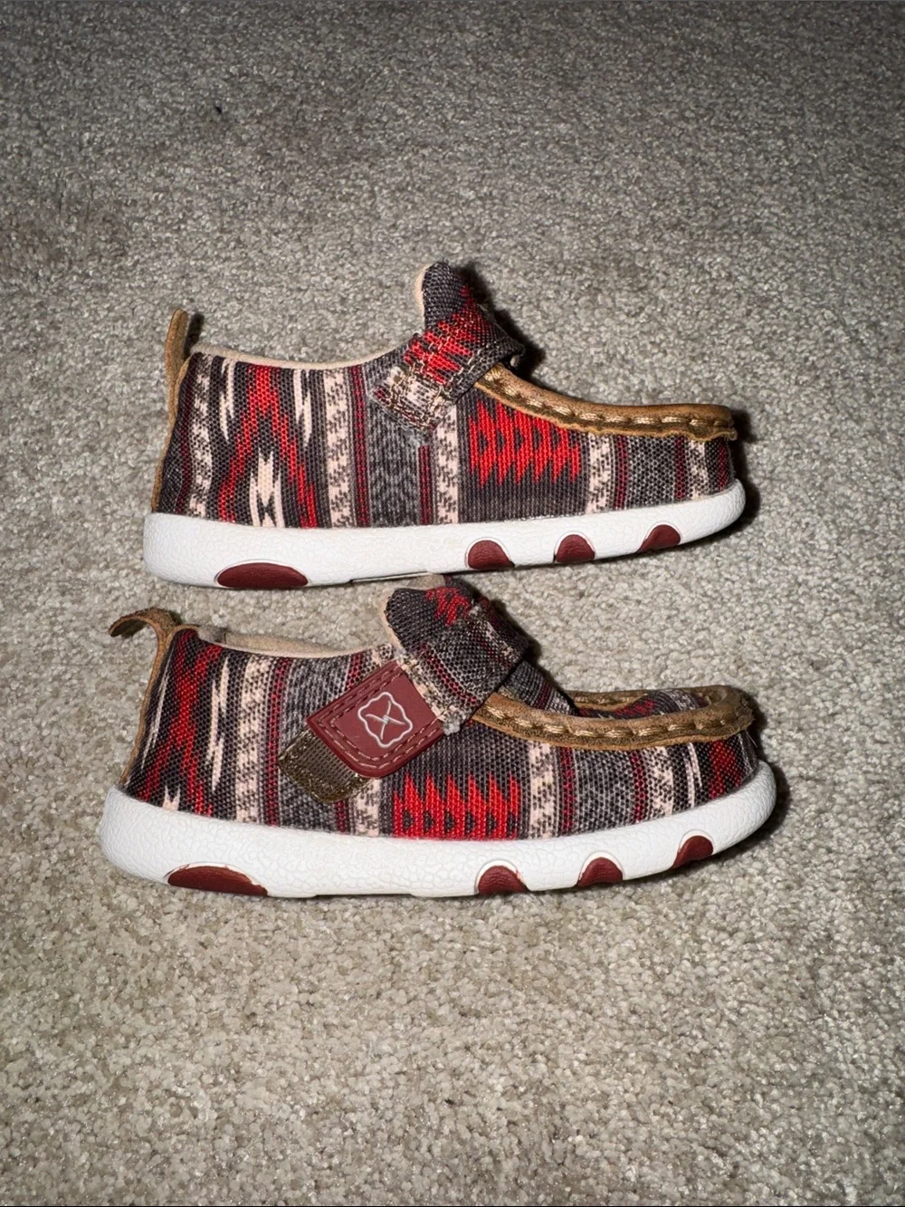 Infant Hooey Driving Mocs in Red Aztec by Twisted X